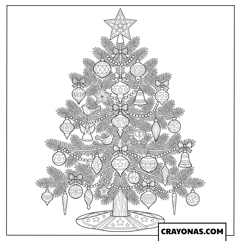 Realistic Christmas Tree Coloring Page