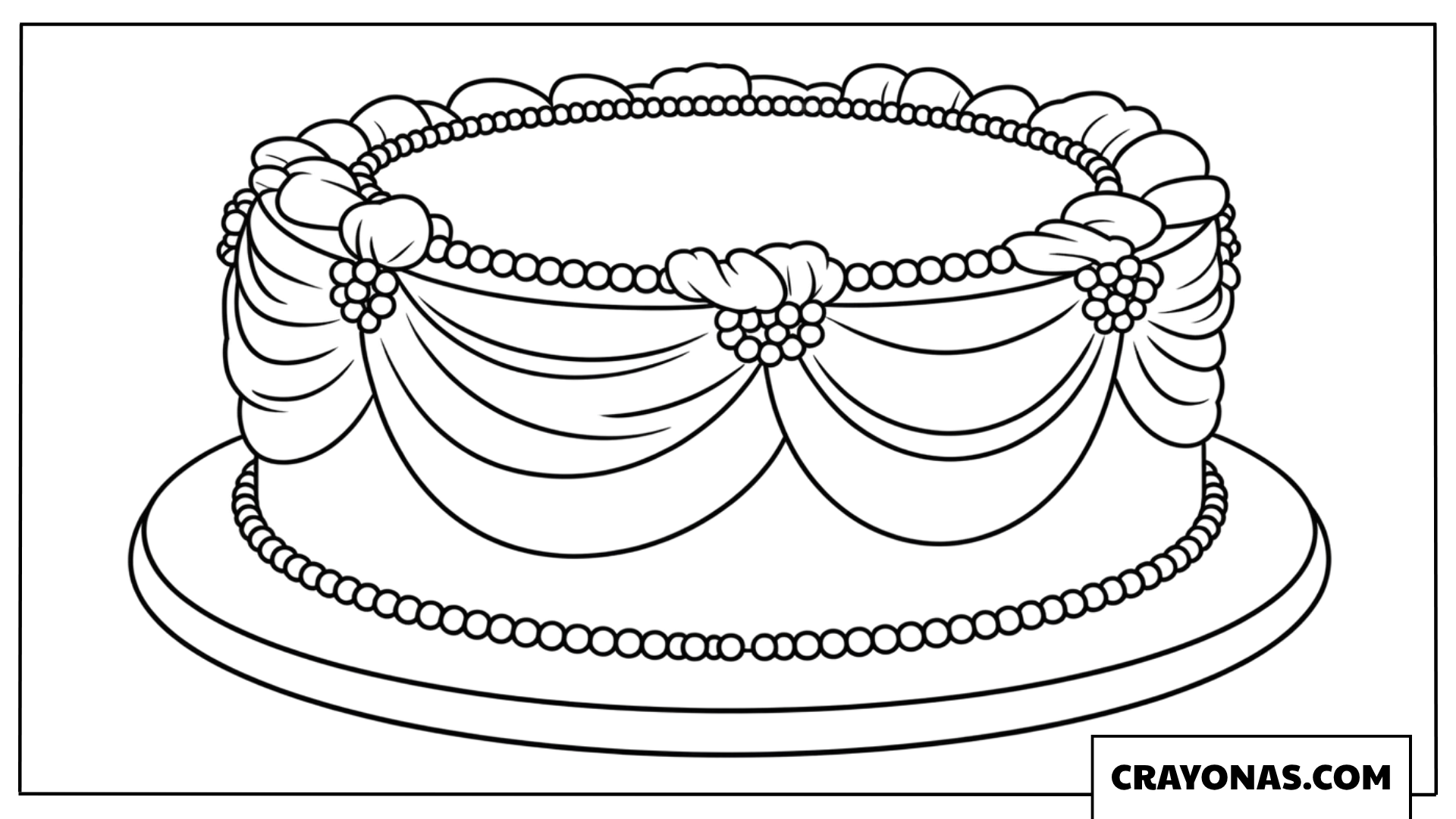 Realistic Elegant Tiered Cake Coloring Page