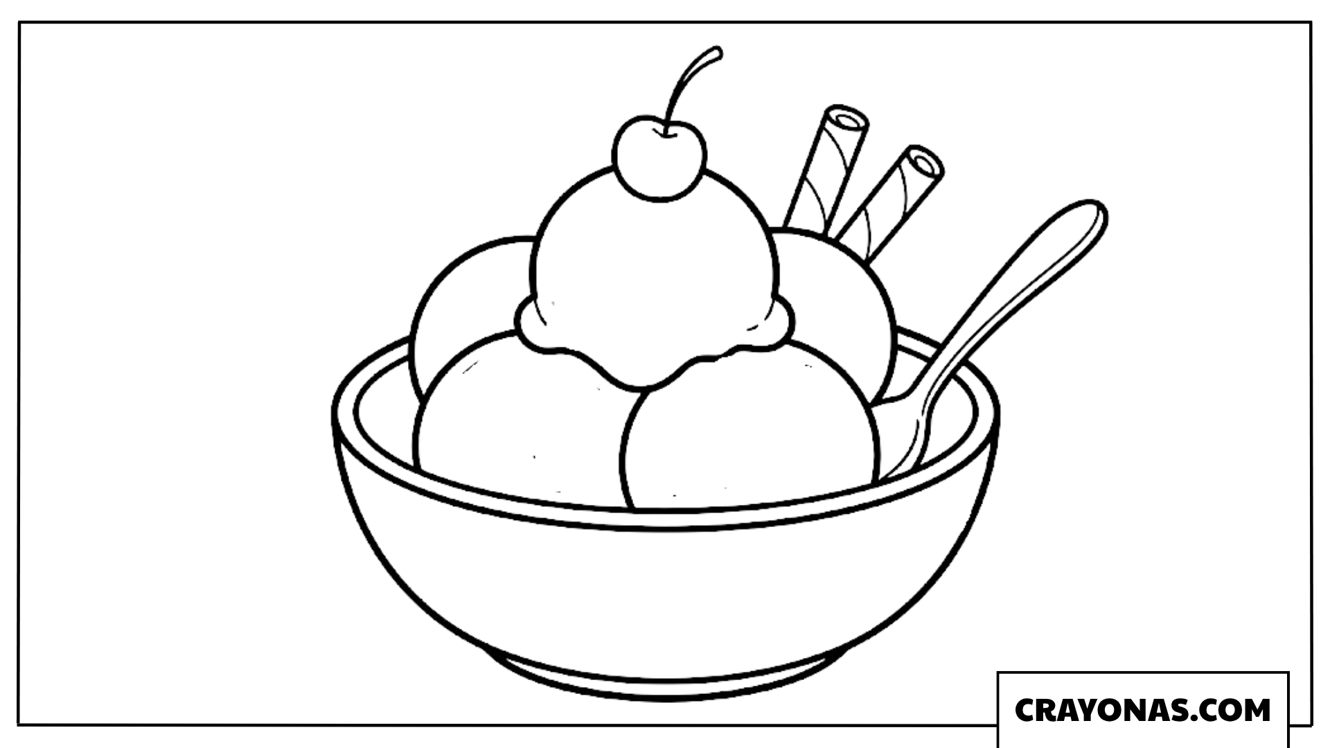 Realistic Ice Cream Bowl Coloring Page