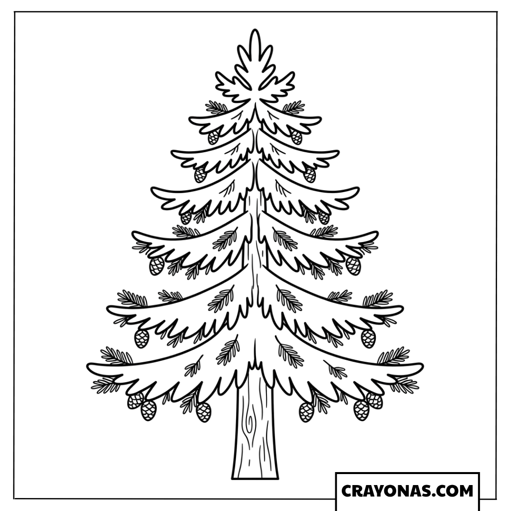 Realistic Pine Christmas Tree Coloring Page