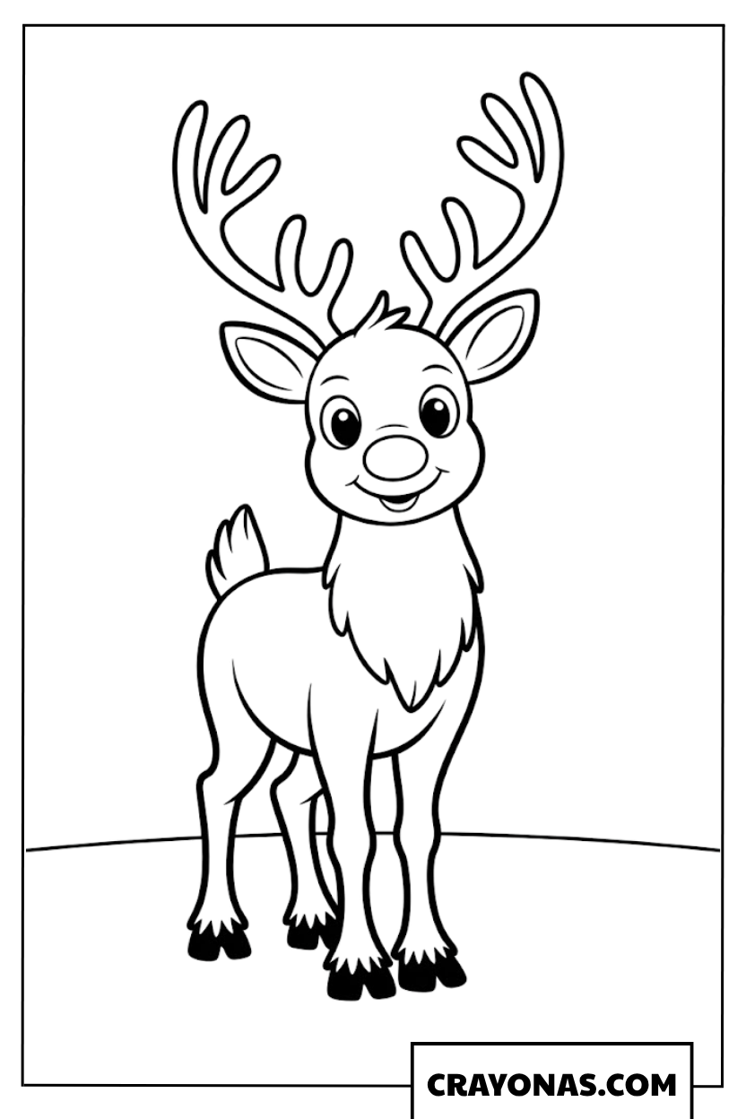 Realistic Reindeer Standing Coloring Page