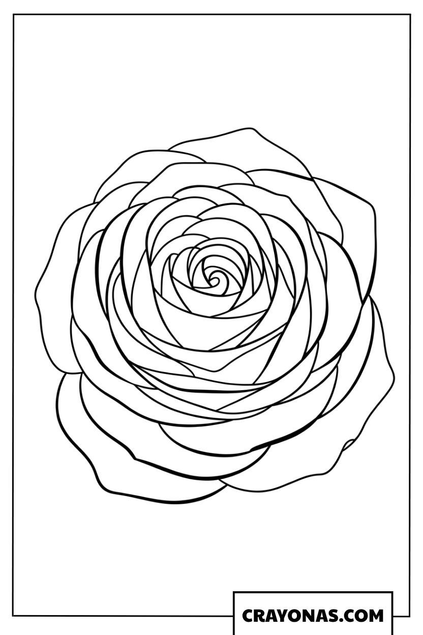 Realistic Rose Coloring Page