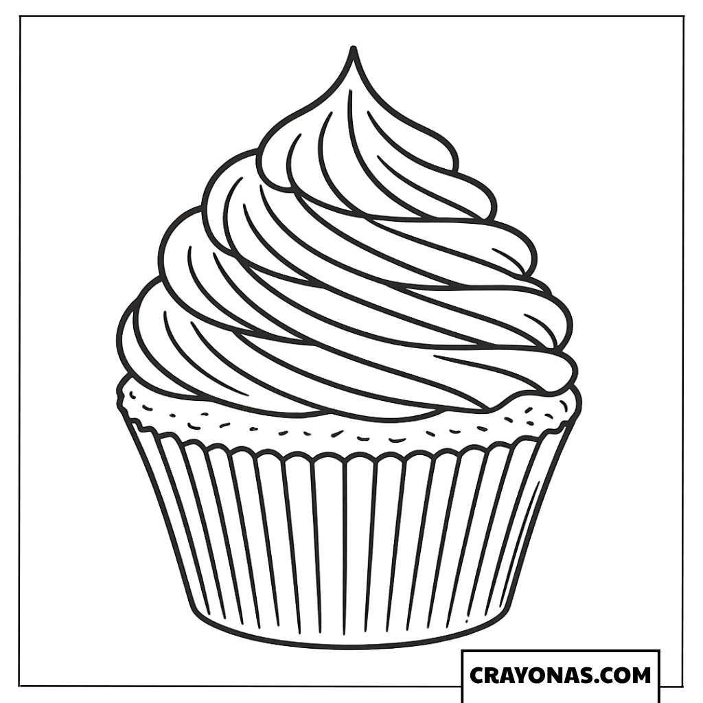 Realistic Swirled Cupcake Coloring Page