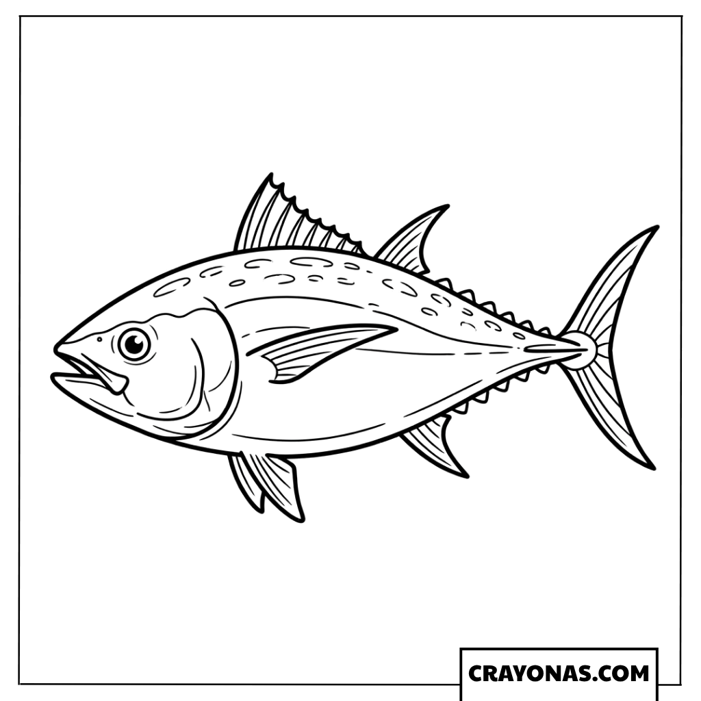 Realistic Tuna Fish Coloring Page