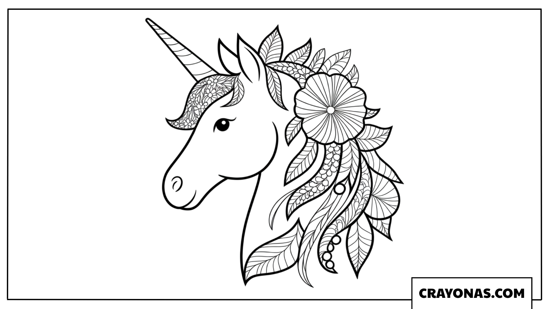 Realistic Unicorn Head Coloring Page