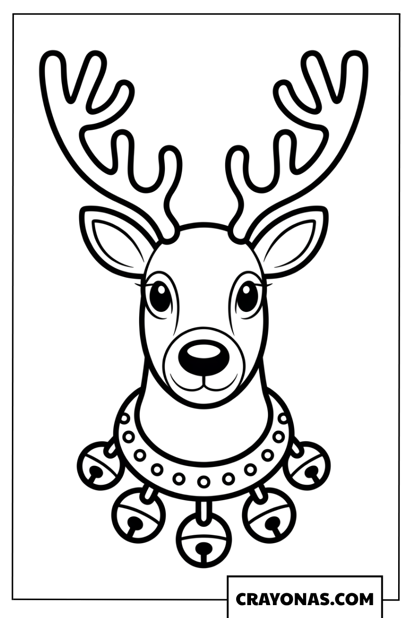 Reindeer with Bells Coloring Page