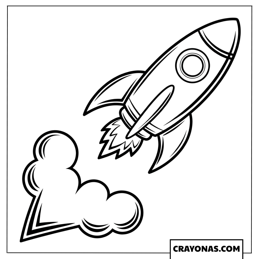 Rocket Ship Launch Coloring Page