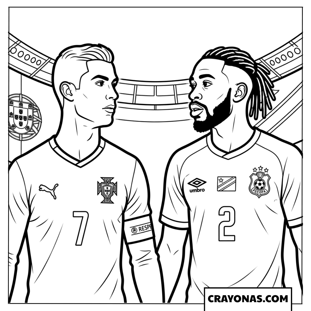 Ronaldo vs DR Congo Player Coloring Page