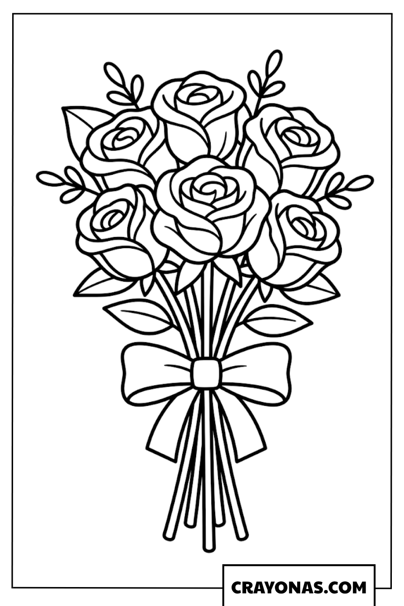 Rose Bouquet Coloring Page