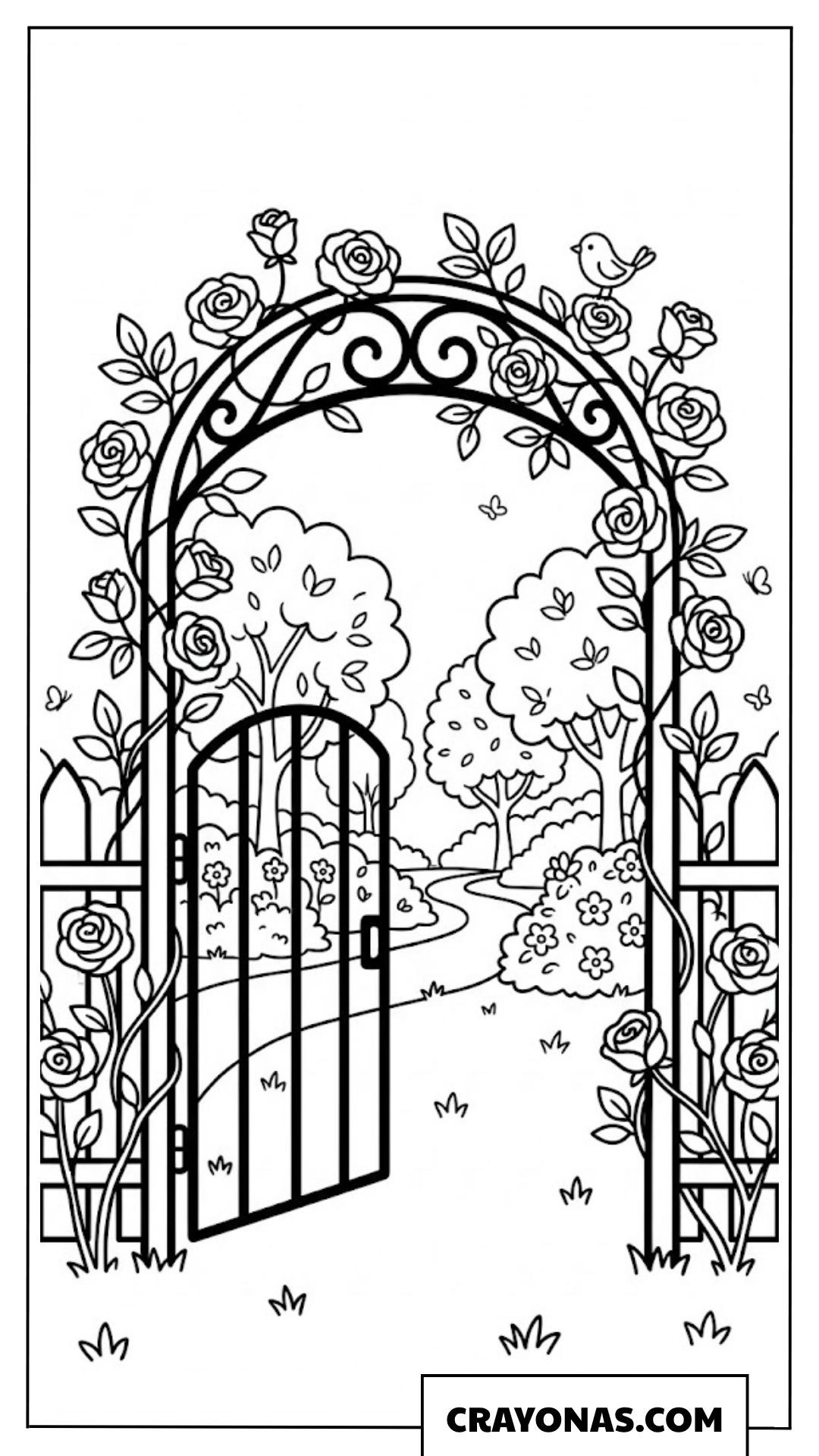 Rose Garden Archway Coloring Page