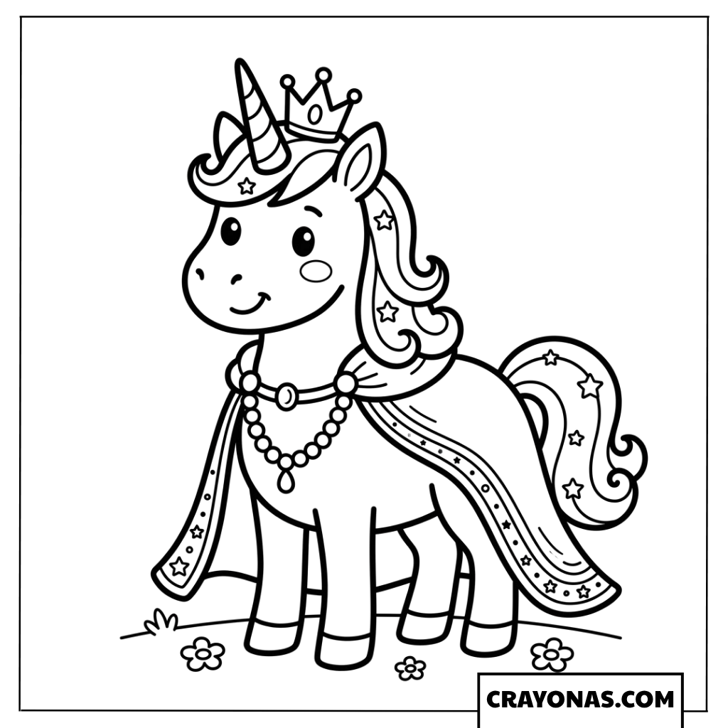 Royal Unicorn Princess Coloring Page