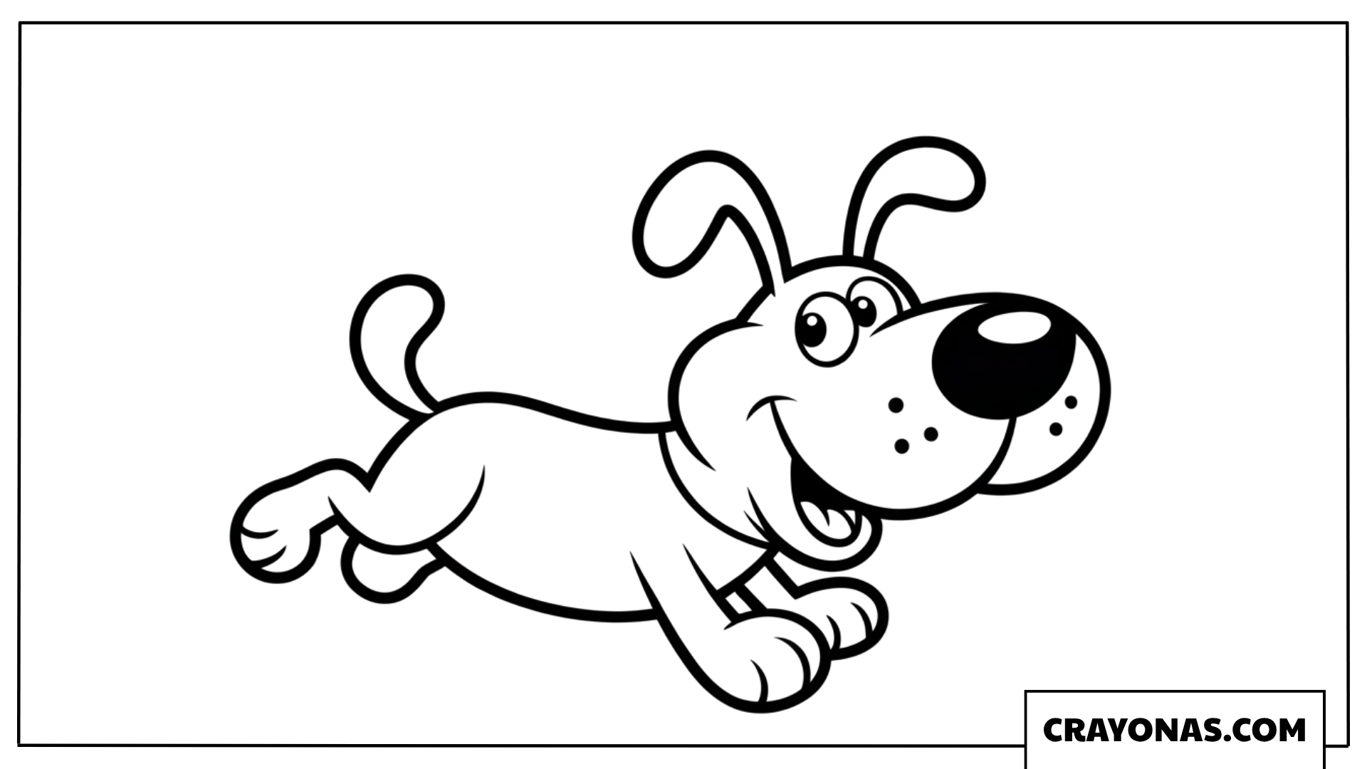 Running Cartoon Dog Coloring Page