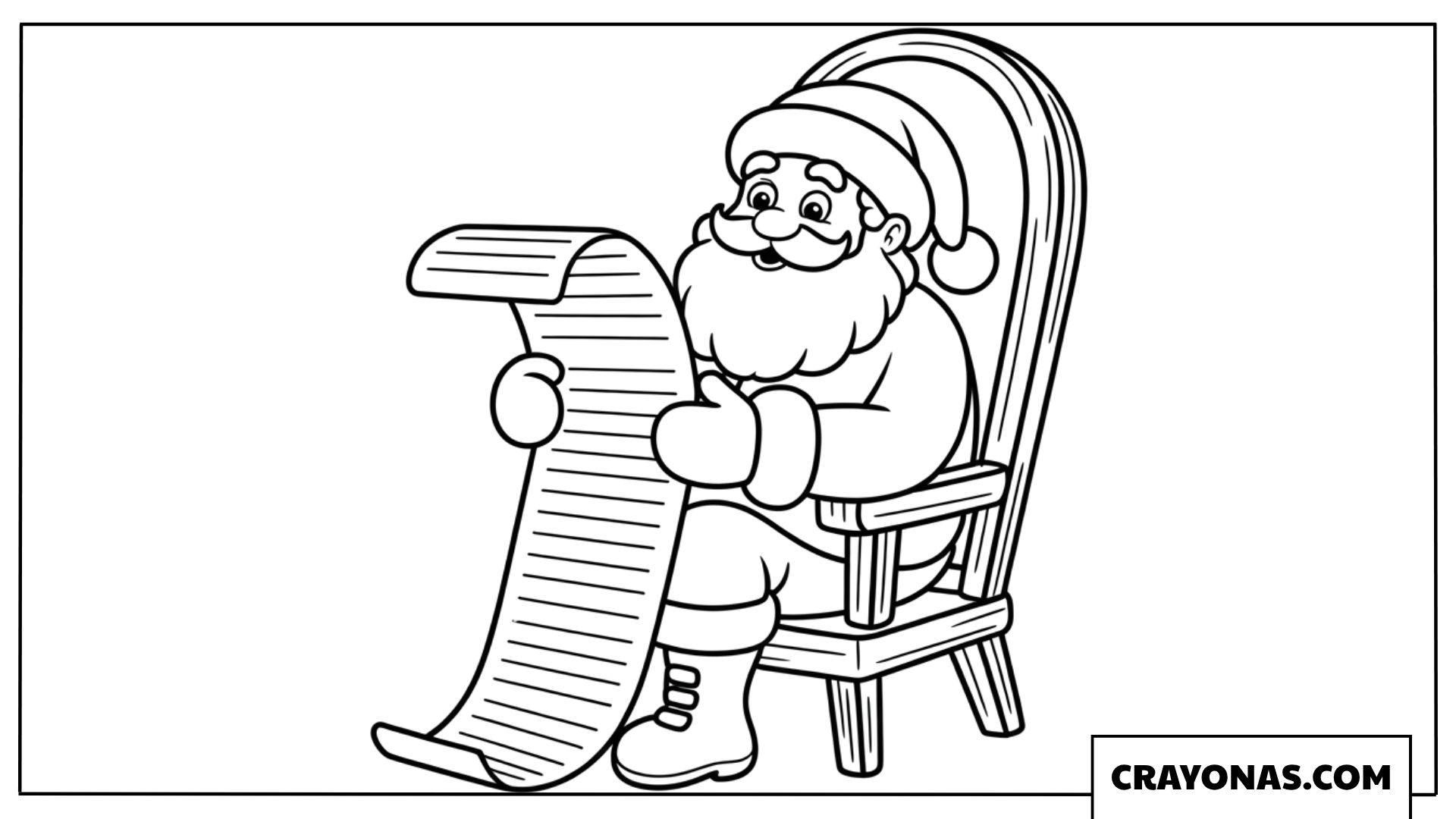 Santa Reading List Coloring Page