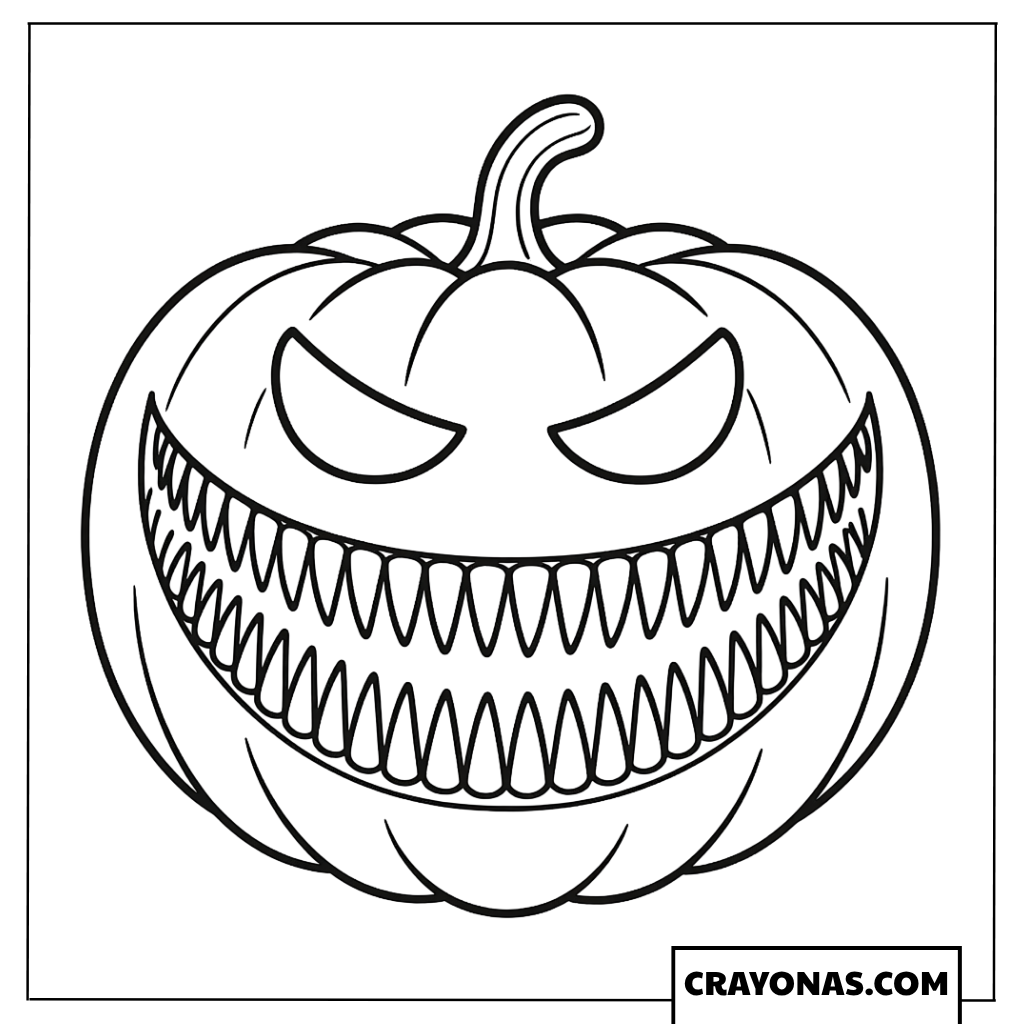 Scary Pumpkin with Jagged Teeth Coloring Page