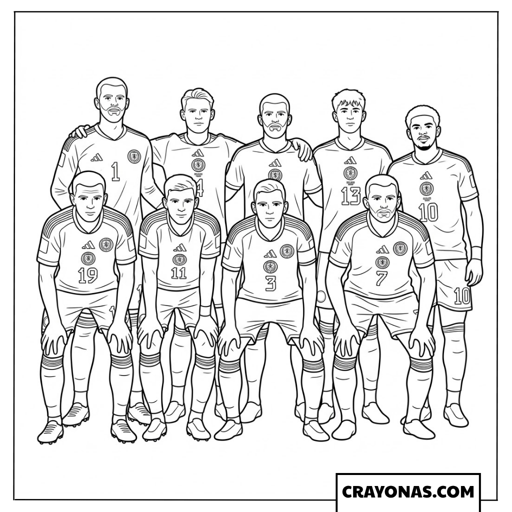 Scotland National Team Starting Lineup Coloring Page