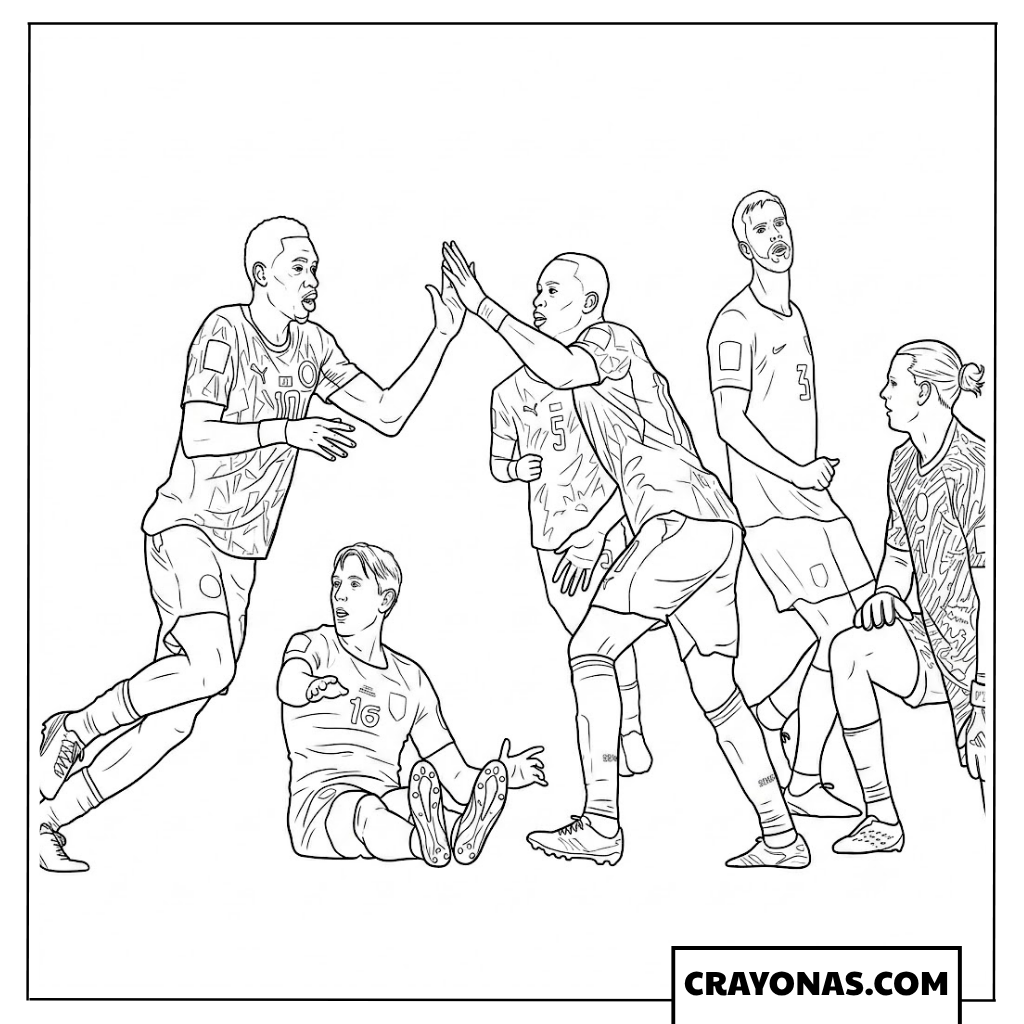 Senegal Players Celebrating Goal Norway vs Senegal Coloring Page