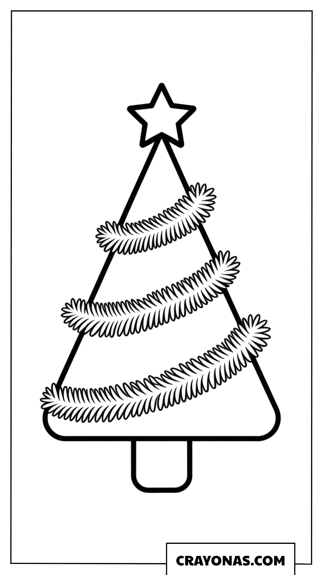Simple Christmas Tree with Garland Coloring Page