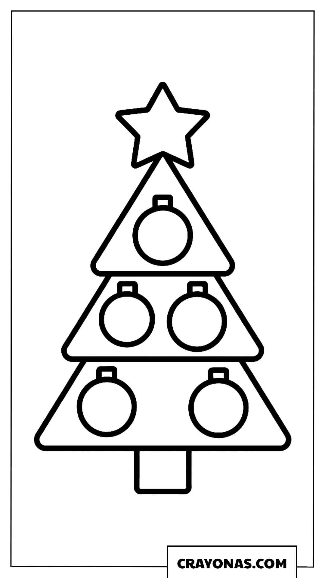 Simple Christmas Tree with Ornaments Coloring Page
