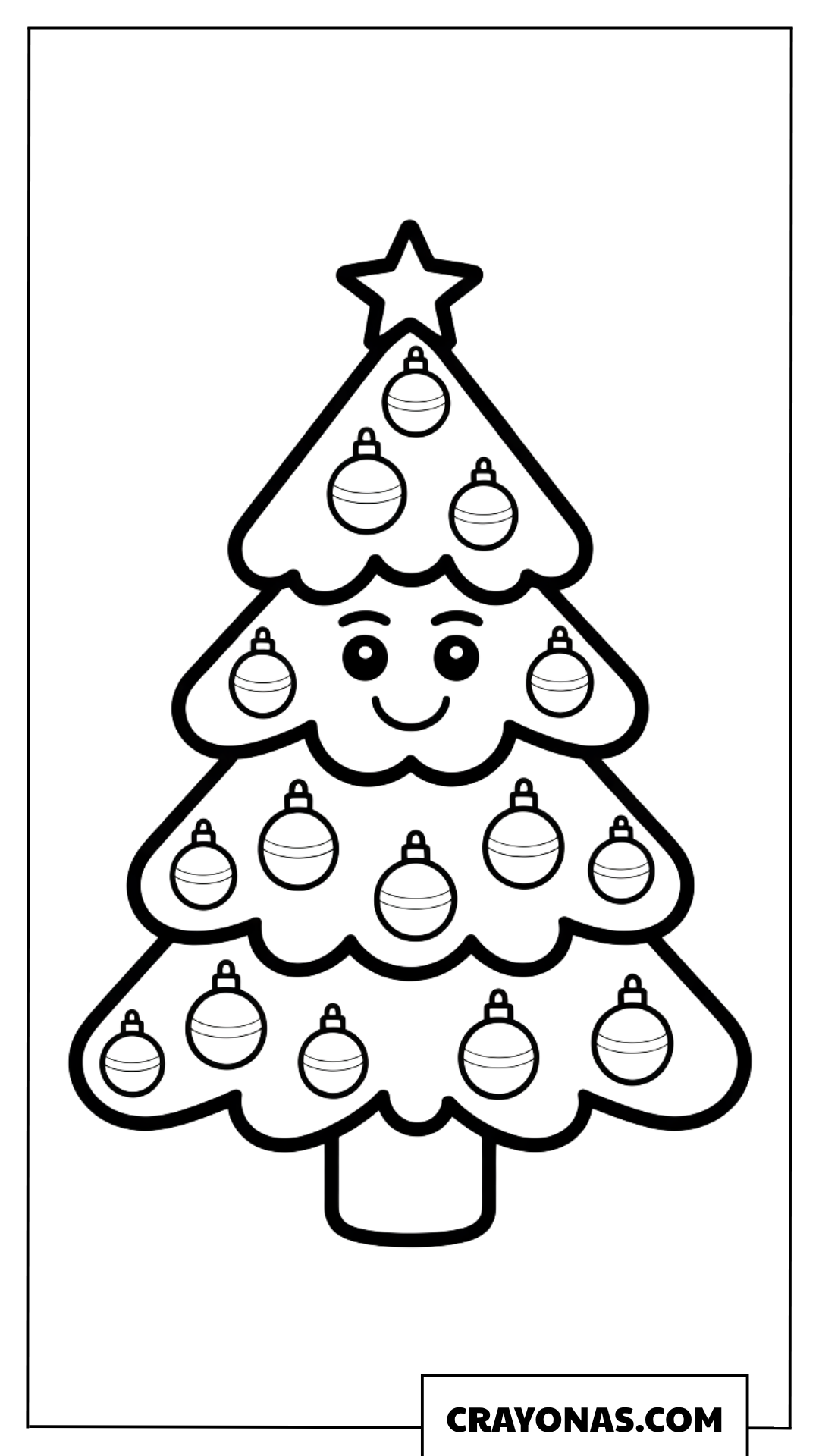 Simple Christmas Tree with Star Coloring Page