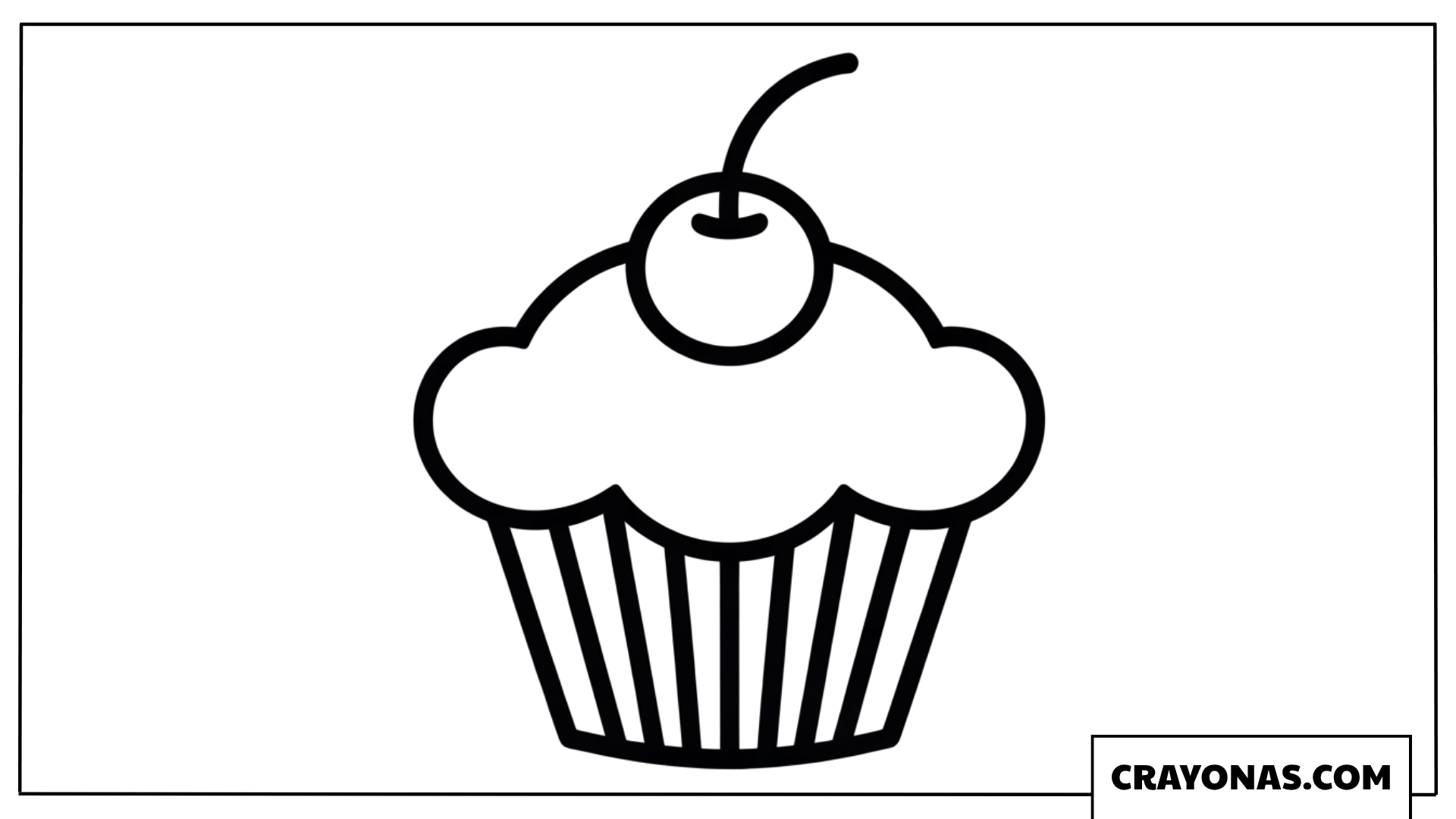 Simple Cupcake with Cherry Coloring Page
