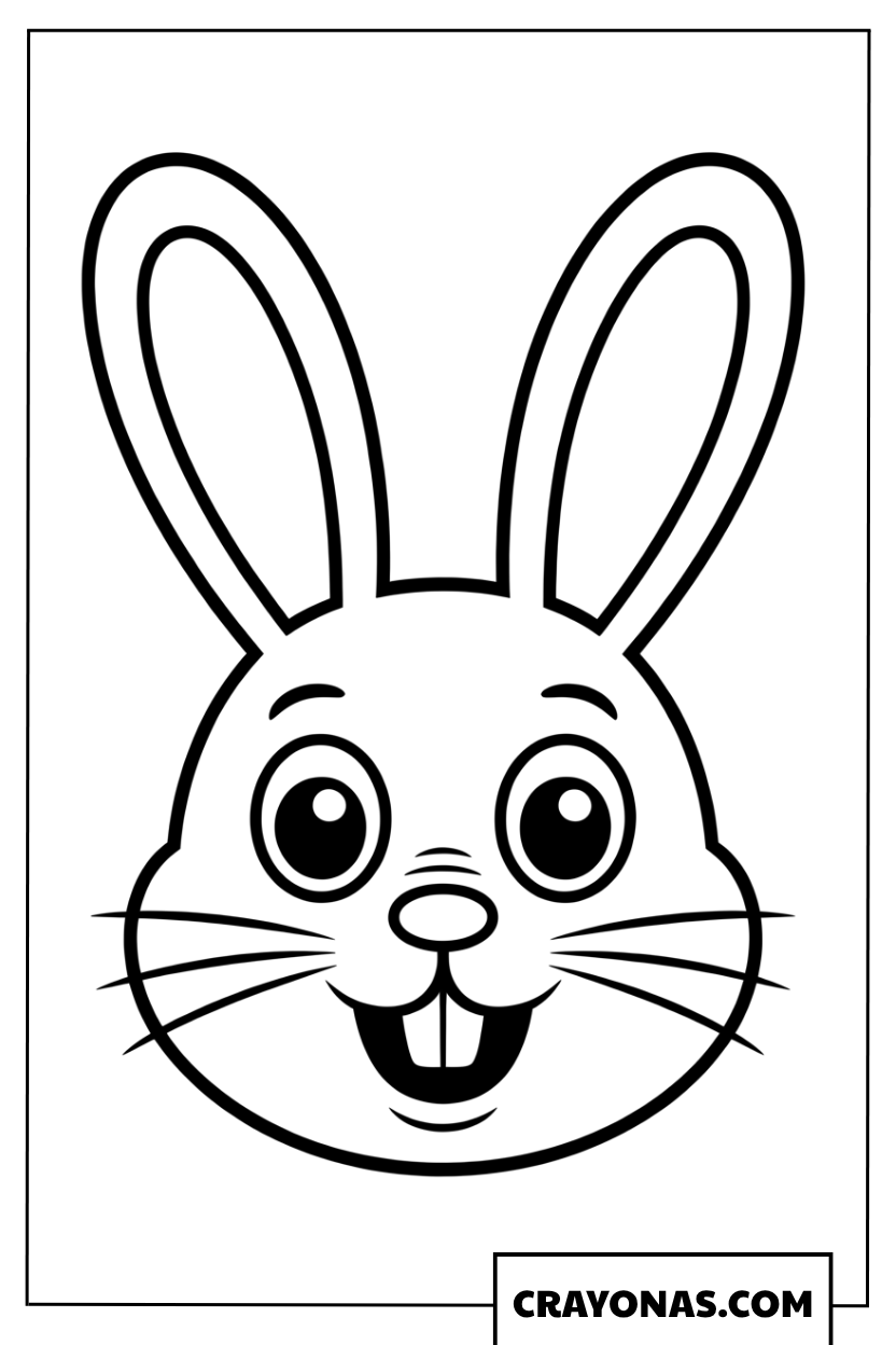 Simple Cute Bunny Face Easter Coloring Page