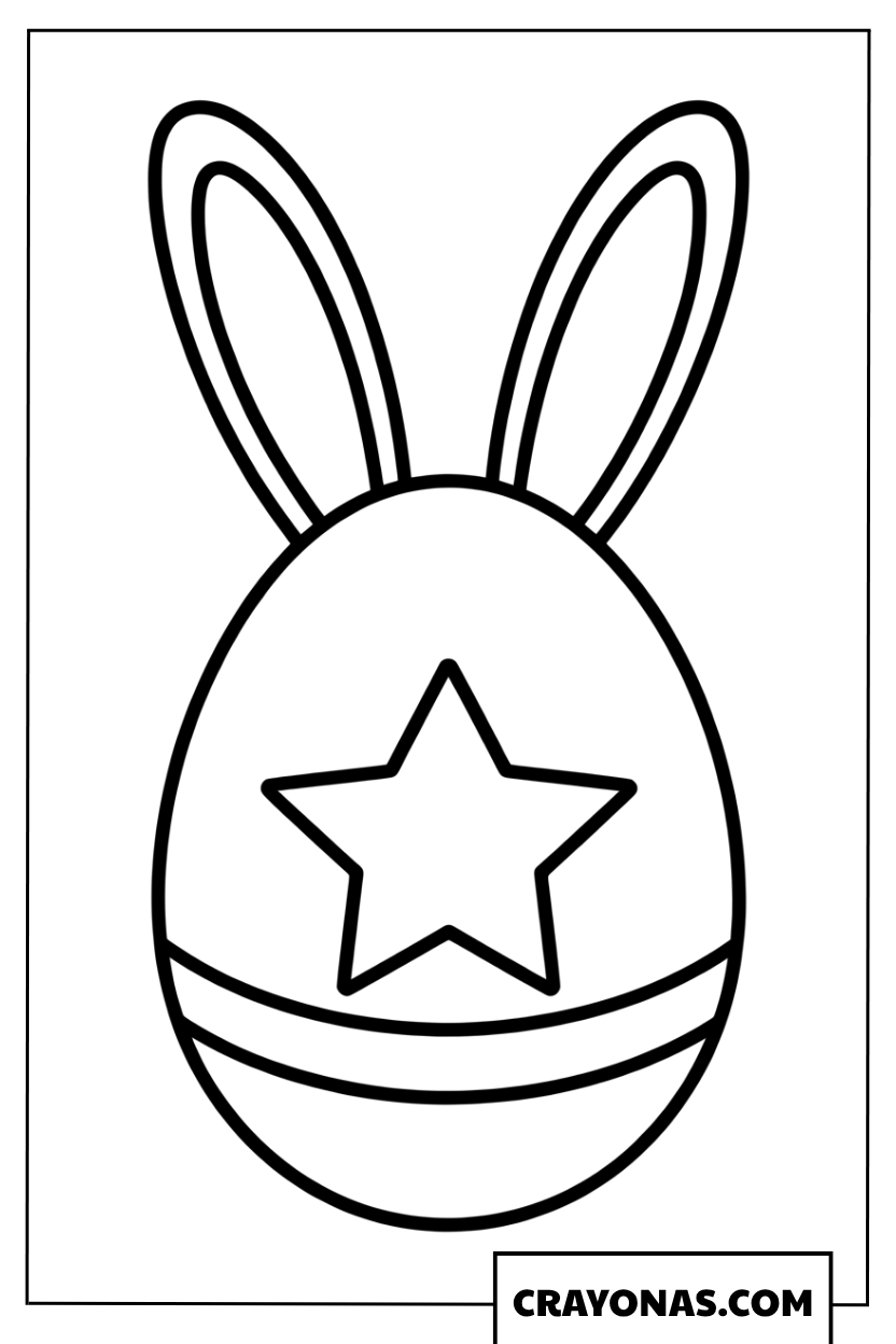 Simple Easter Egg with Star Coloring Page