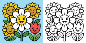 Simple Flower Coloring Pages ft - Simple Flower Coloring Pages ft