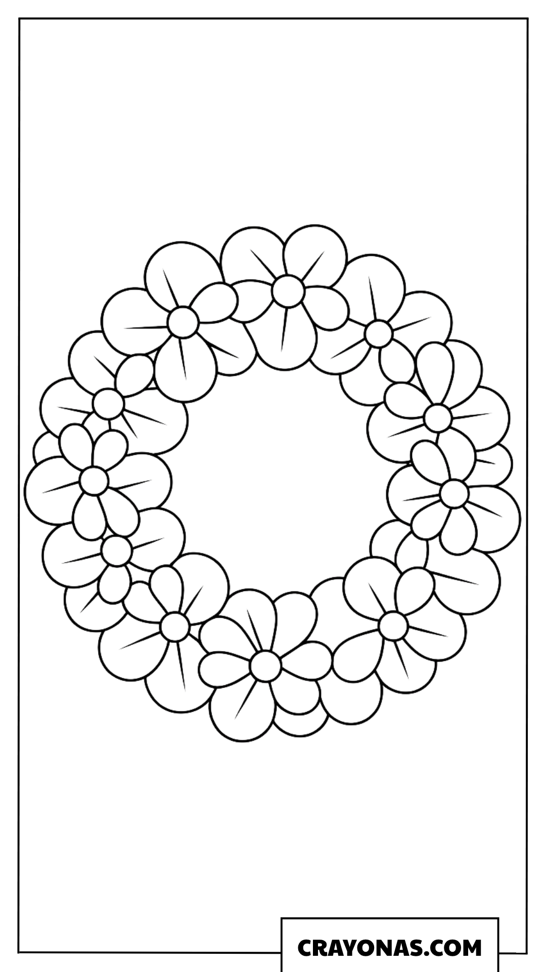 Simple Flower Wreath Coloring Page