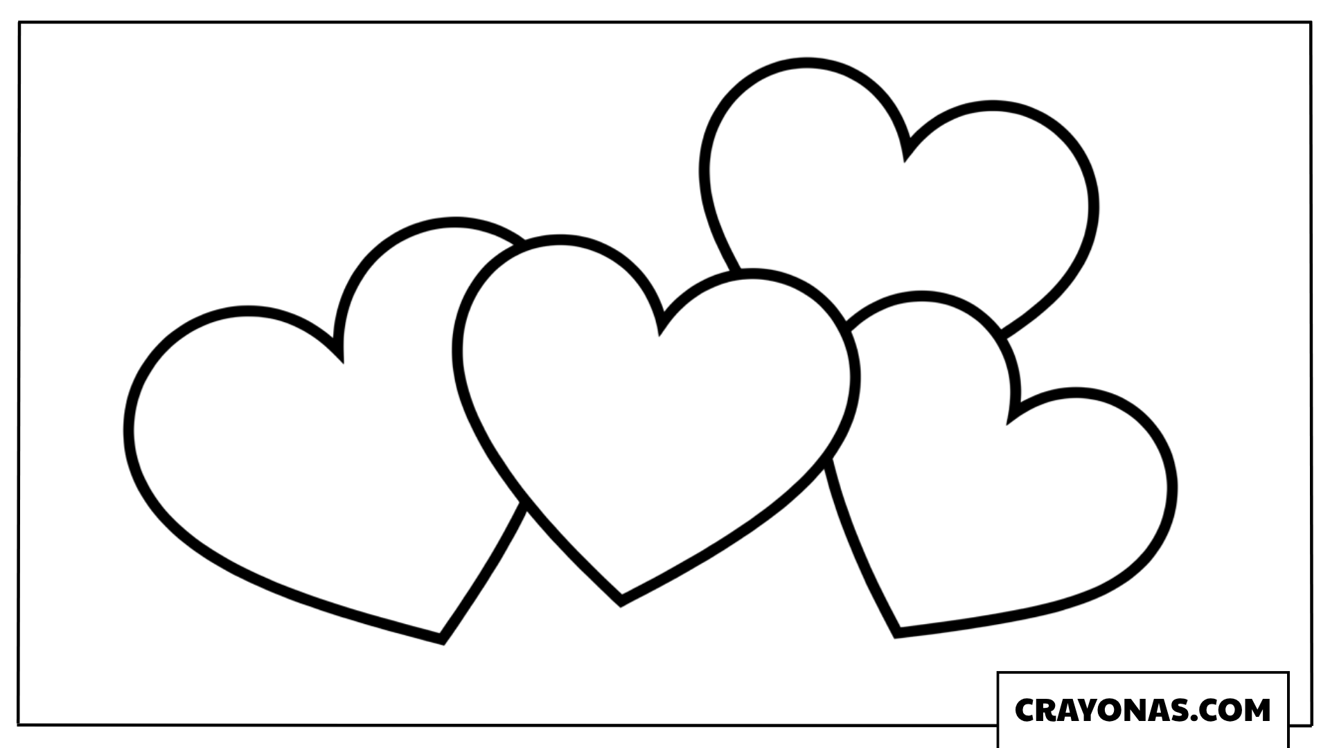 Simple Group of Hearts Coloring Page
