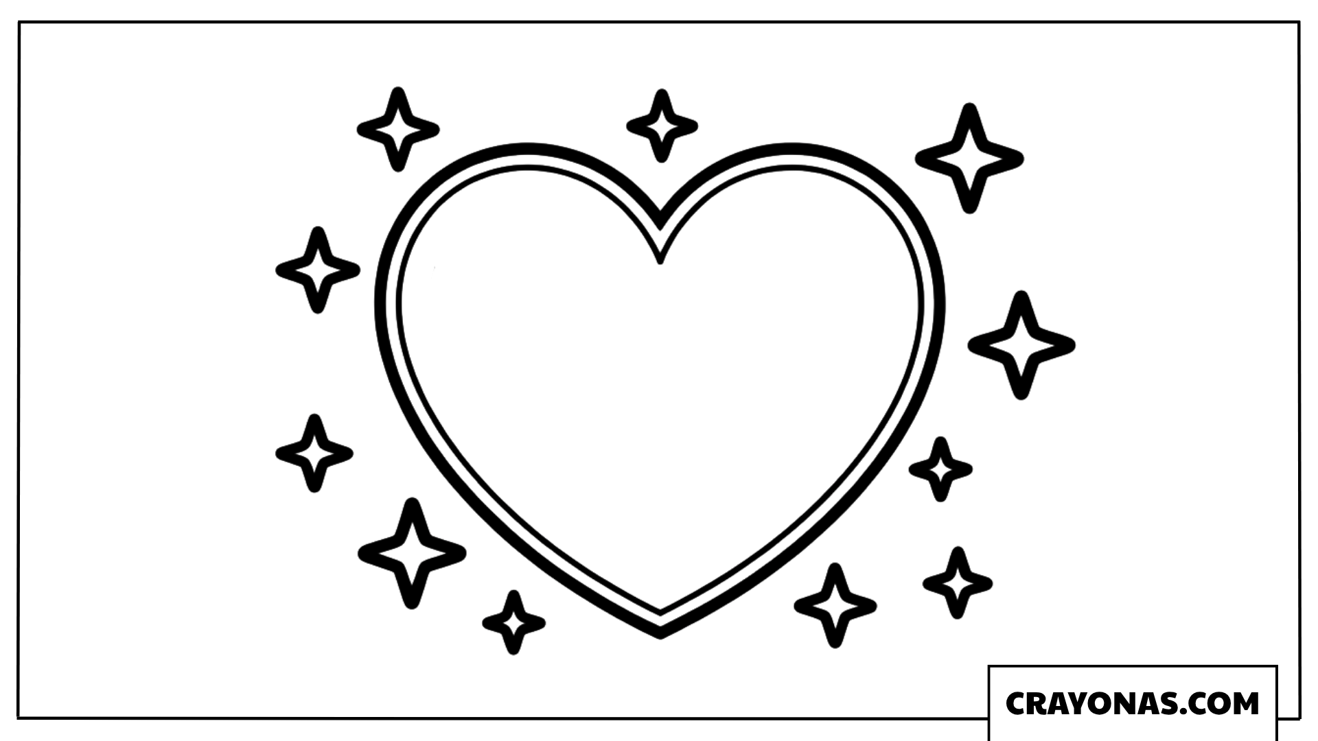 Simple Heart with Sparkles Coloring Page