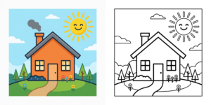 Simple House Coloring Pages ft - 1