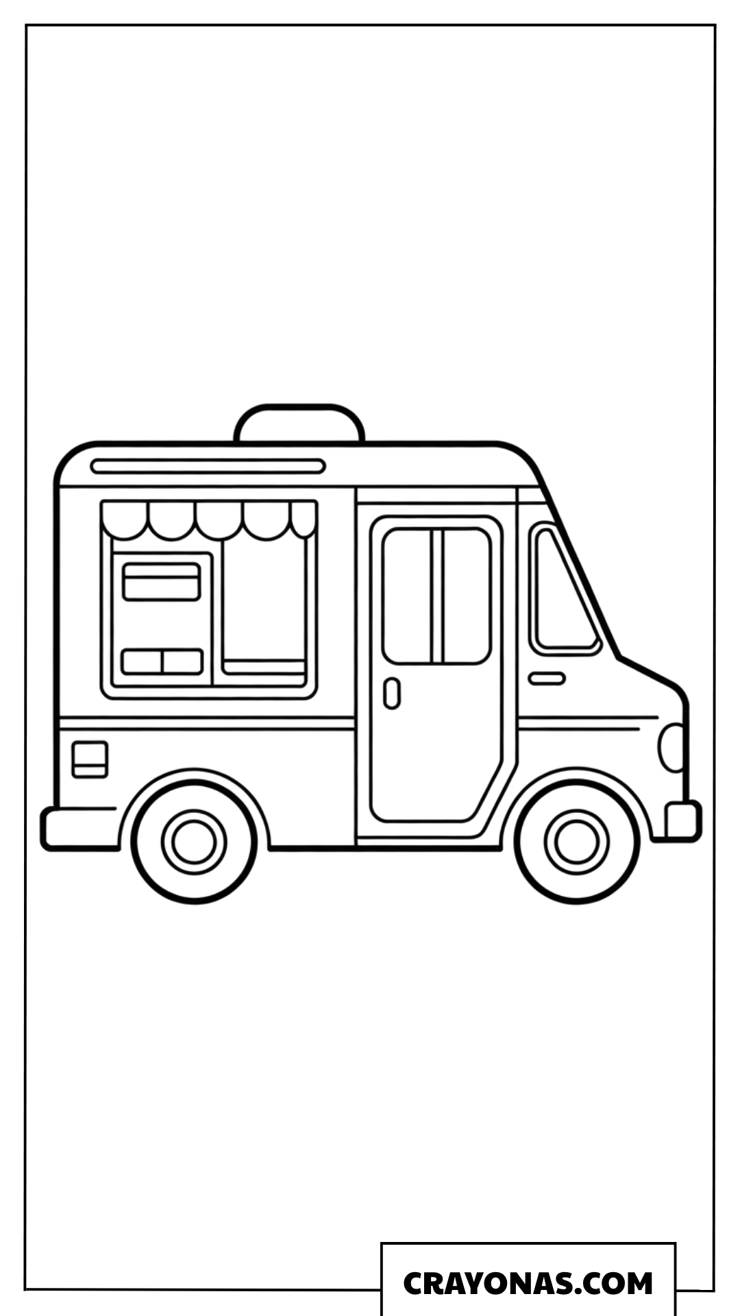 Simple Ice Cream Truck with Awning Coloring Page