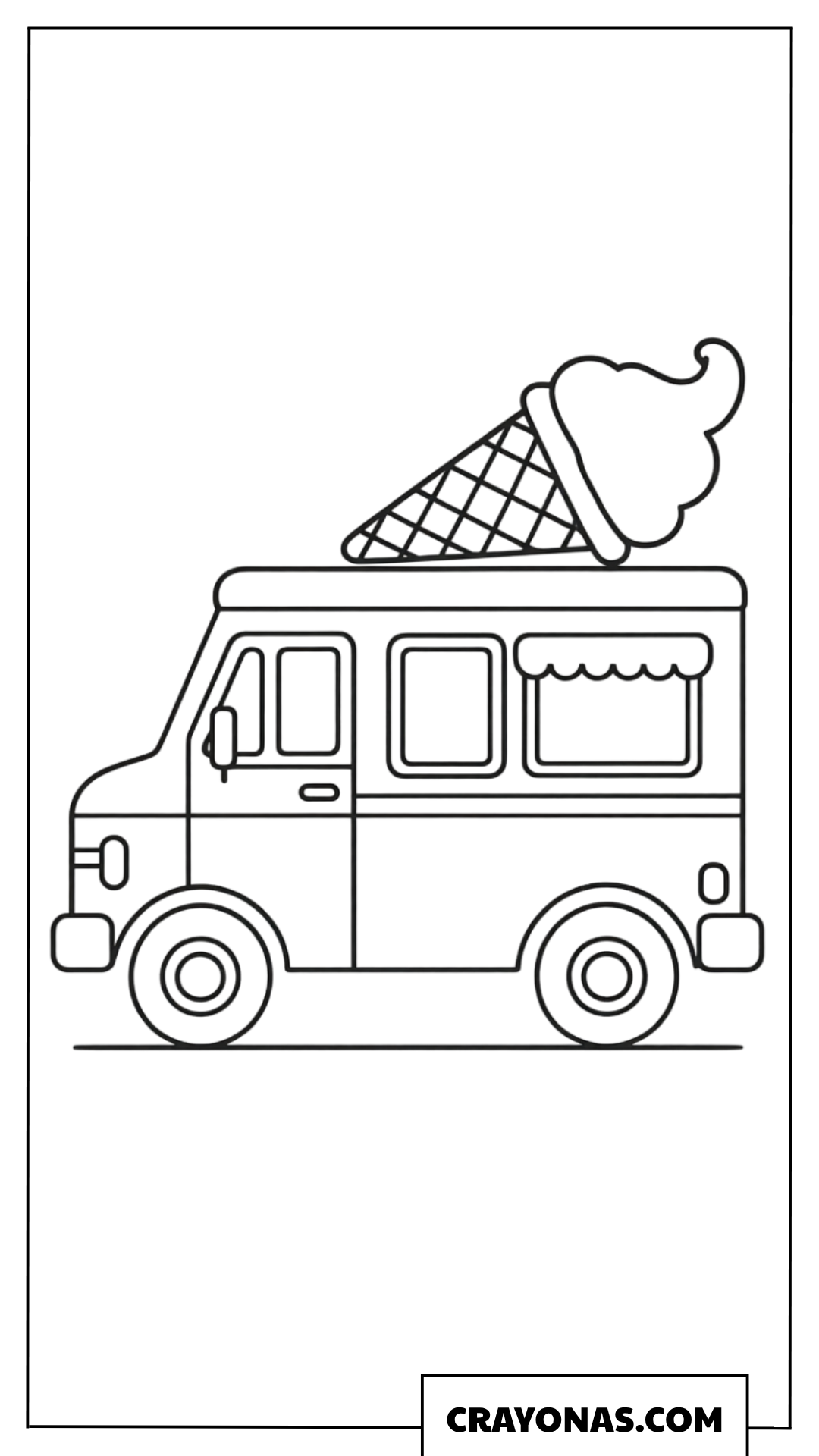 Simple Ice Cream Truck with Big Cone Coloring Page