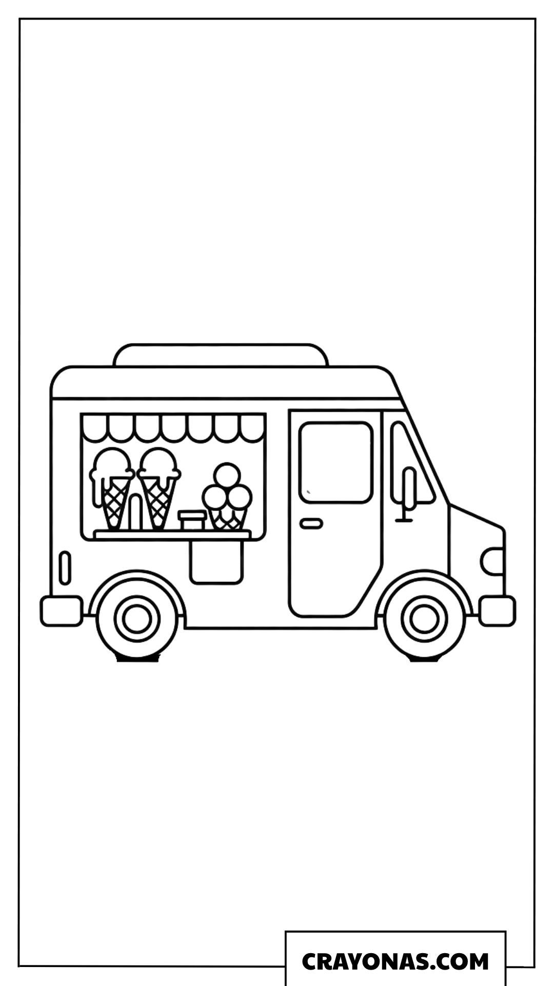 Simple Ice Cream Truck with Serving Window Coloring Page