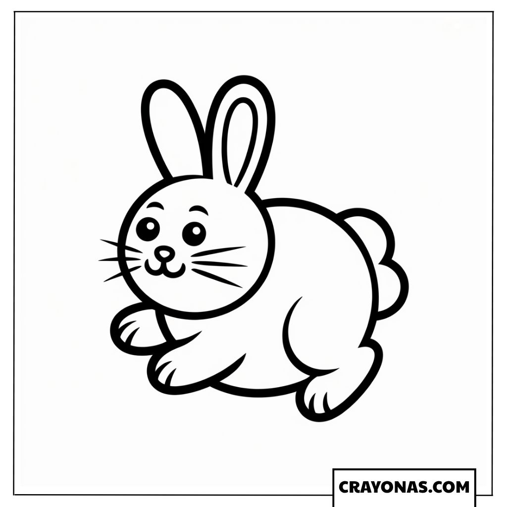 Simple Jumping Bunny Coloring Page
