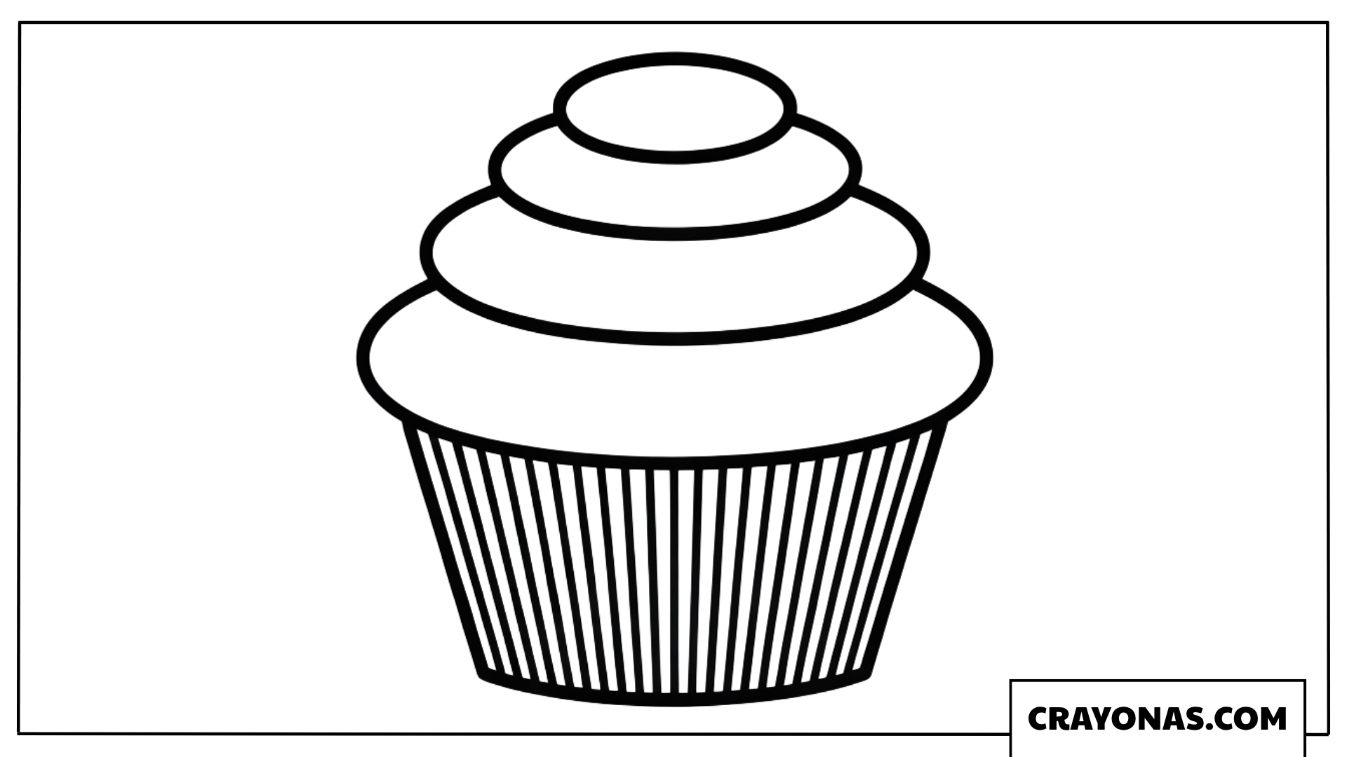 Simple Layered Cupcake Coloring Page