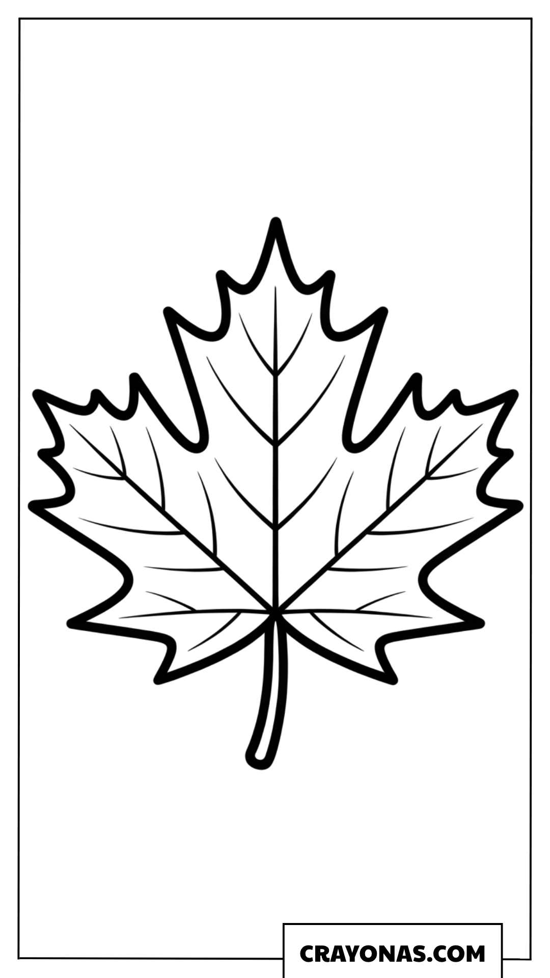 Simple Maple Leaf Outline Fall Coloring Page