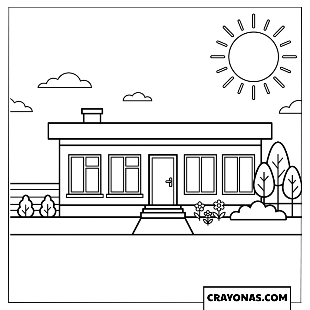 Simple Modern House Coloring Page