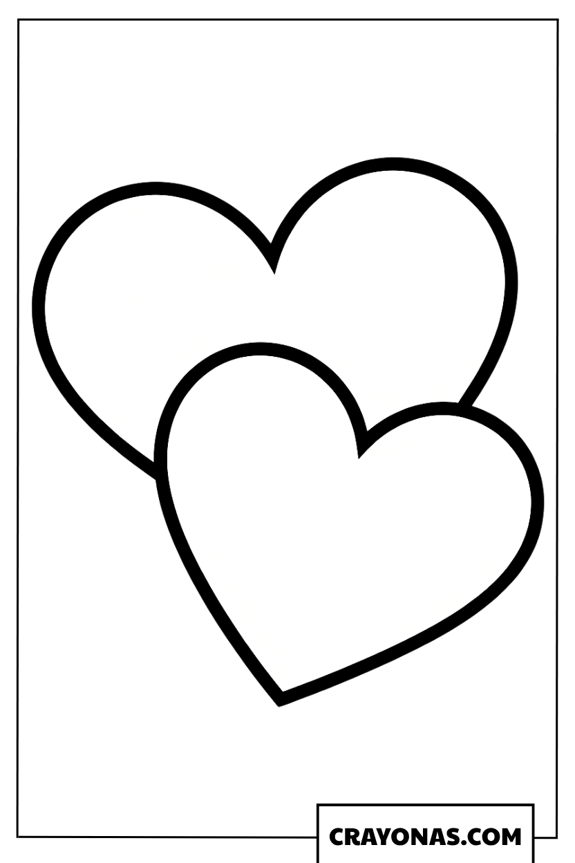 Simple Overlapping Hearts Coloring Page