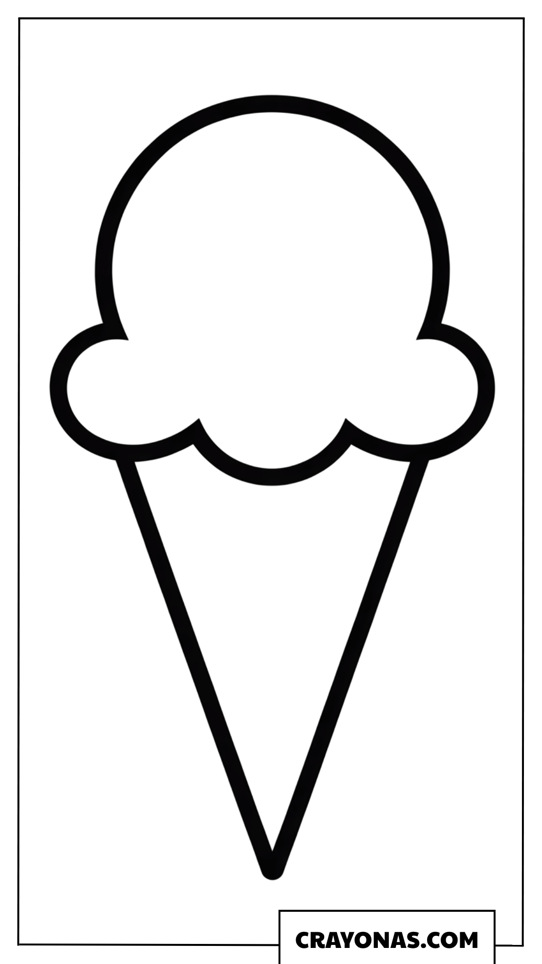 Simple Single Scoop Ice Cream Cone Coloring Page