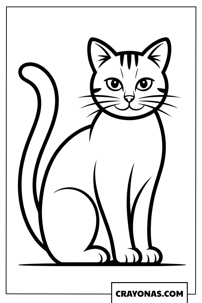 Simple Sitting Cat Coloring Page