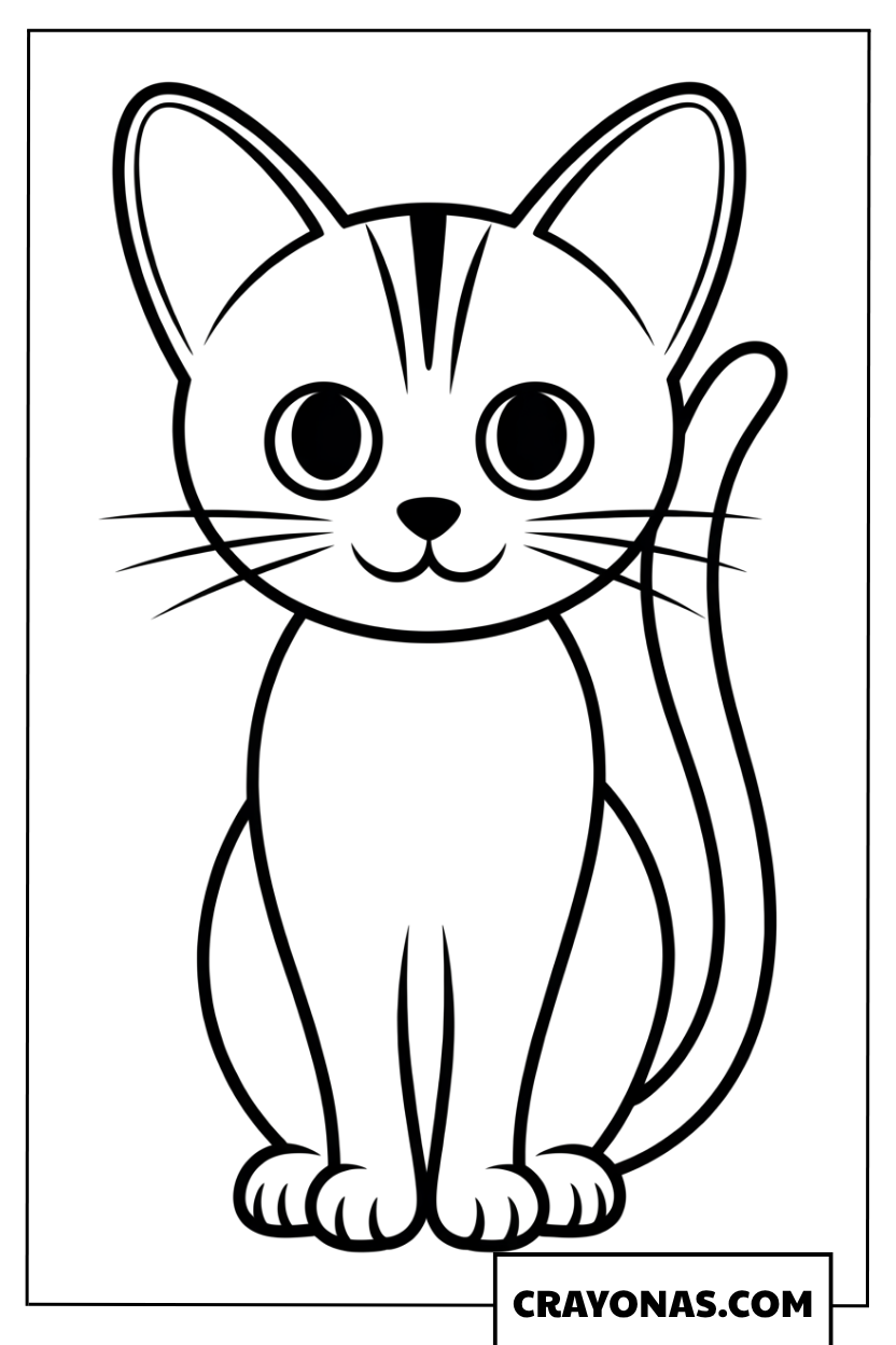 Simple Sitting Cat Coloring Page