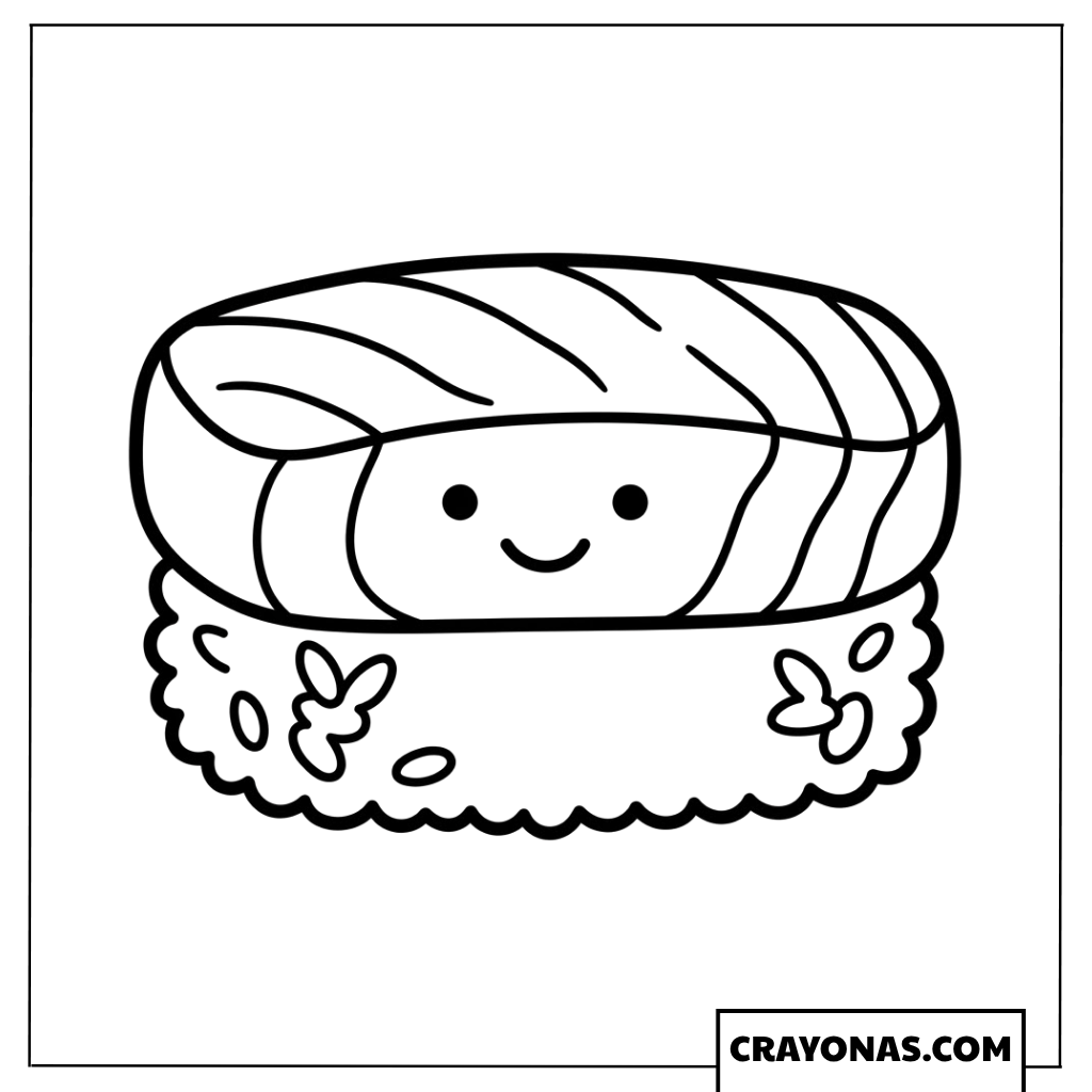 Simple Sushi Nigiri Coloring Page