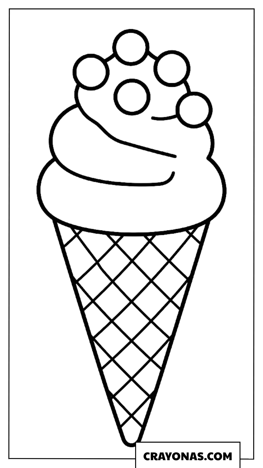 Simple Swirl Ice Cream Cone with Toppings Coloring Page