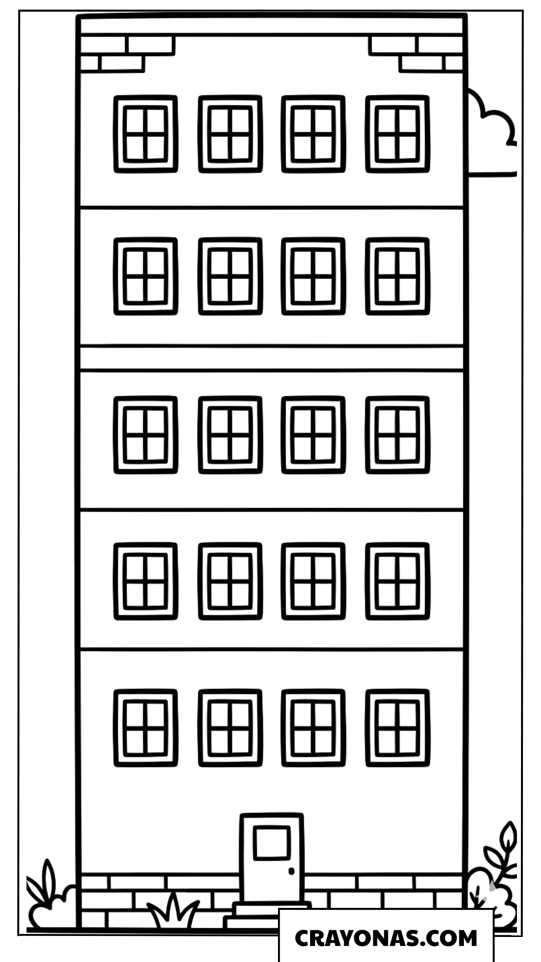 Simple Tall Apartment Building Coloring Page