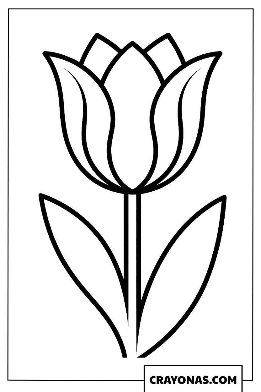 Simple Tulip Coloring Page