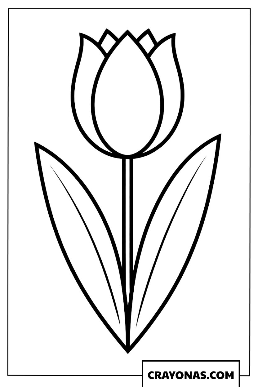 Simple Tulip Flower Easter Coloring Page