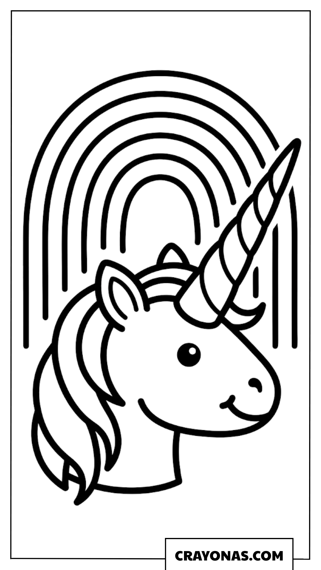 Simple Unicorn Head Rainbow Coloring Page