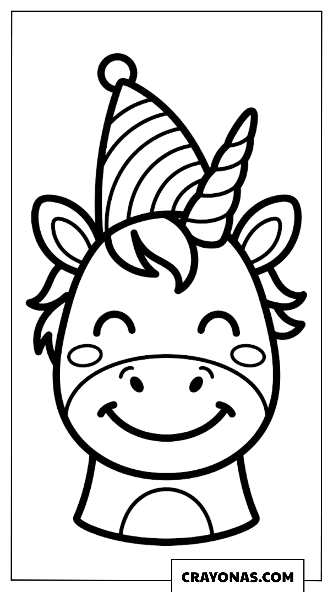 Simple Unicorn Party Hat Coloring Page