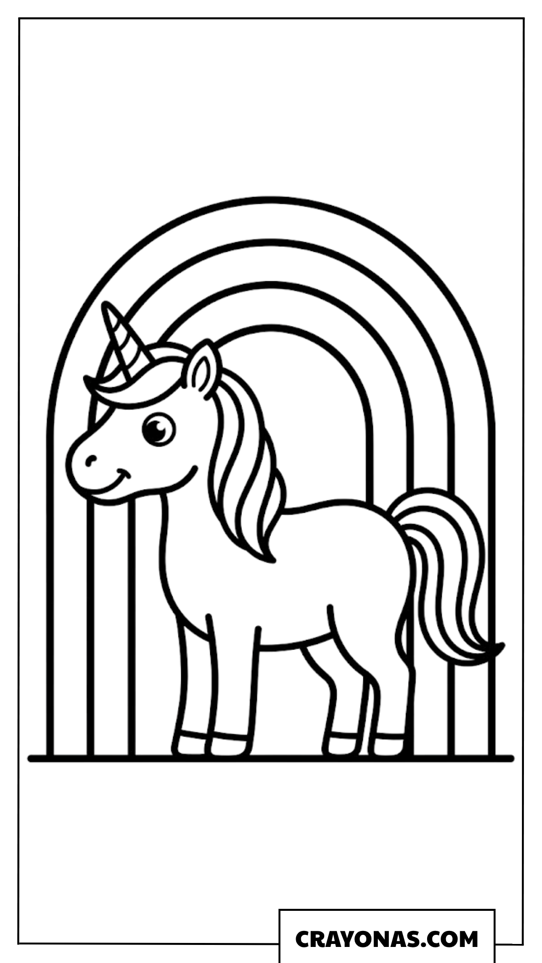 Simple Unicorn Rainbow Arch Coloring Page